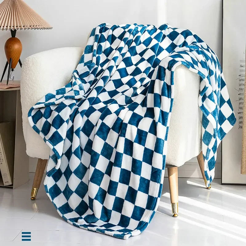 Retro Checkerboard Flannel Throw