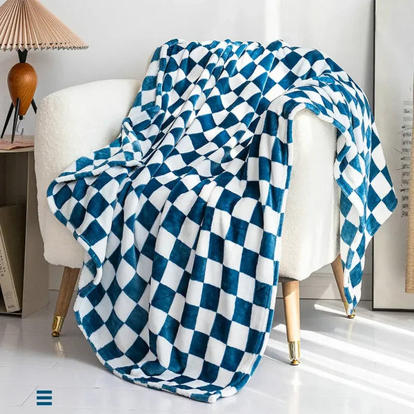 Retro Checkerboard Flannel Throw