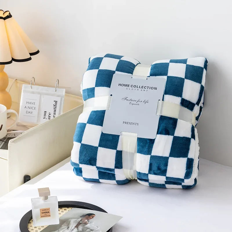 Retro Checkerboard Flannel Throw