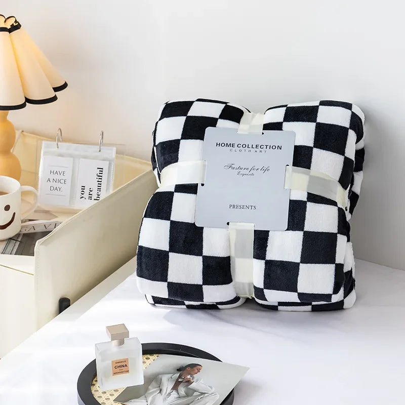 Retro Checkerboard Flannel Throw
