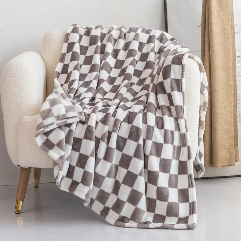 Retro Checkerboard Flannel Throw