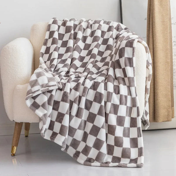 Retro Checkerboard Flannel Throw