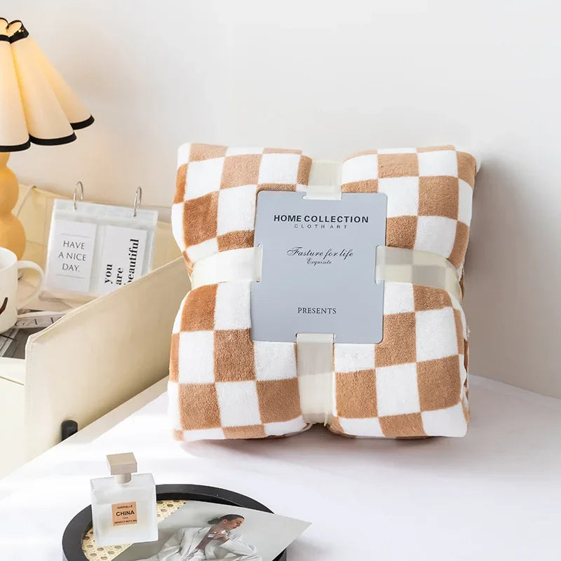 Retro Checkerboard Flannel Throw
