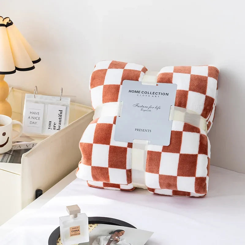 Retro Checkerboard Flannel Throw