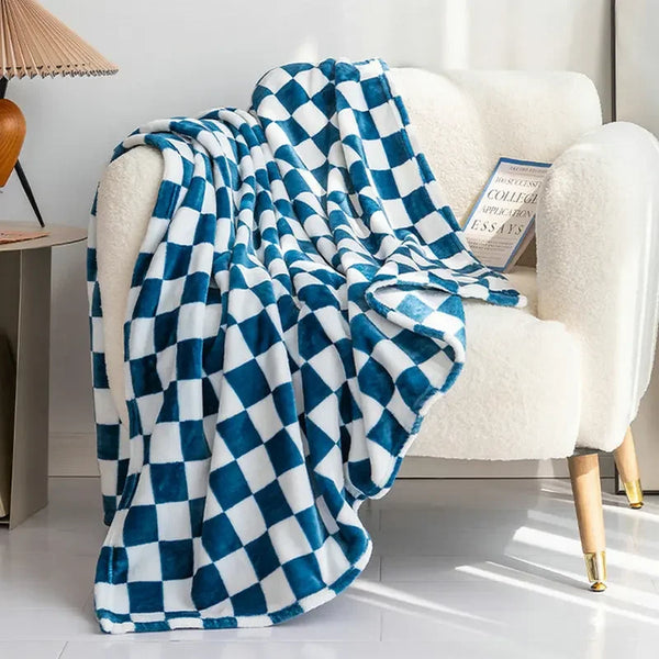 Retro Checkerboard Flannel Throw