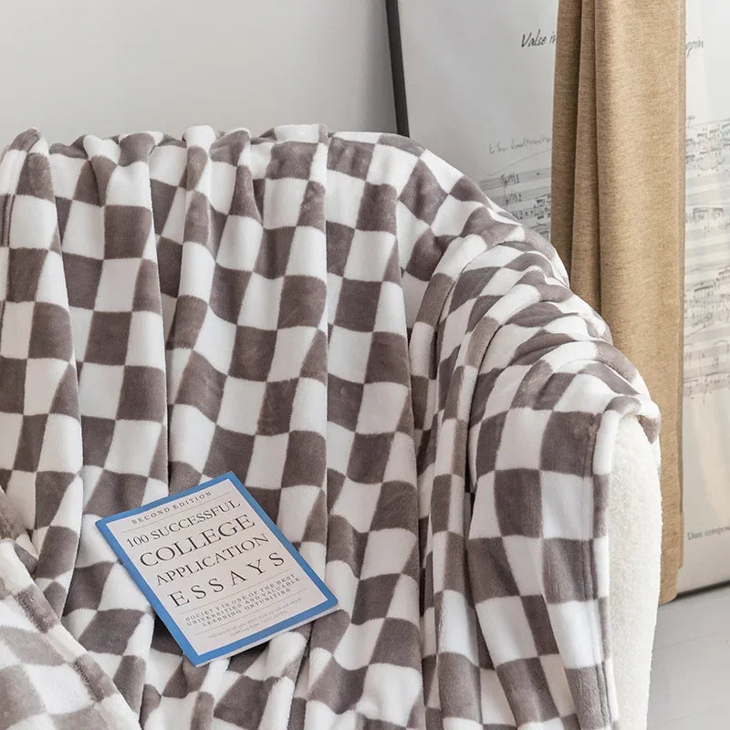 Retro Checkerboard Flannel Throw